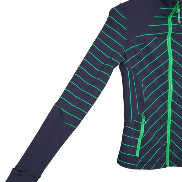 LULULEMON Women's Forme Jacket XS/S Blue Green Striped Cuffins Full Zip Inkwell - Picture 7 of 12